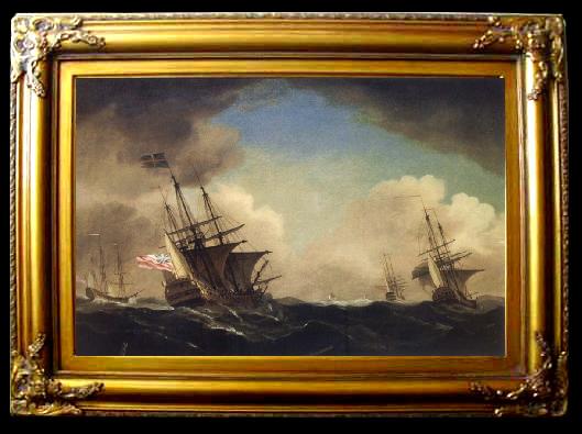 framed  Monamy, Peter A squadron of English ships beating to windward in a gale, Ta117